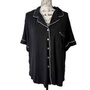 Cozy Earth Womens Black Pajama Top Short Sleeve Button-UP PJ Bamboo Size XL